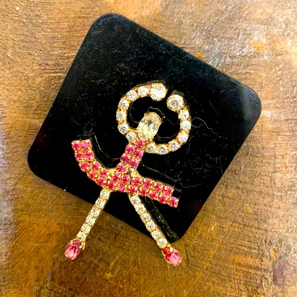 New Sparkling Rhinestone Silver Tone Children’s Ballerina Dancer Pin - Picture 1 of 3